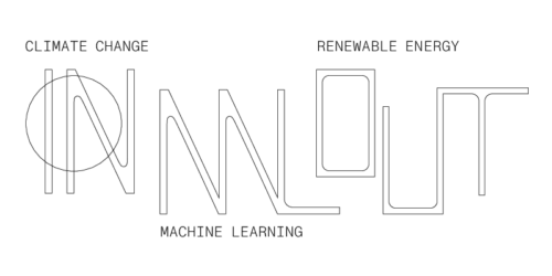 Bild aus dem interaktiven Kunstexponat „IN ML OUT“. Es thematisiert die Zusammenhänge von Klimawandel und erneuerbarer Energie und zeigt das Potential von Maschinellem Lernen auf.